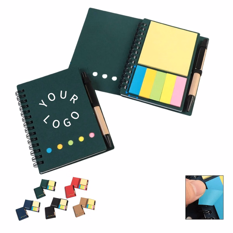 Recycled Cover Notebook with Sticky Notes Set