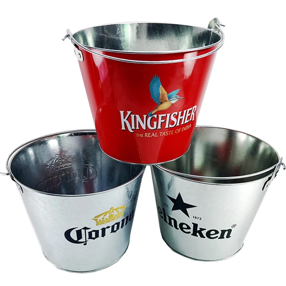 5QT Wood Handle Ice Bucket With One Opener 1