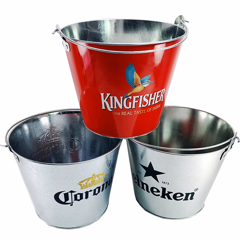 5QT Wood Handle Ice Bucket With One Opener