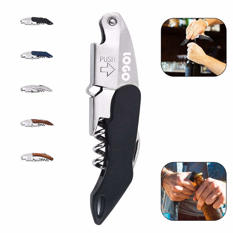 Wine Bottle Corkscrew With Knife And Cap Remover