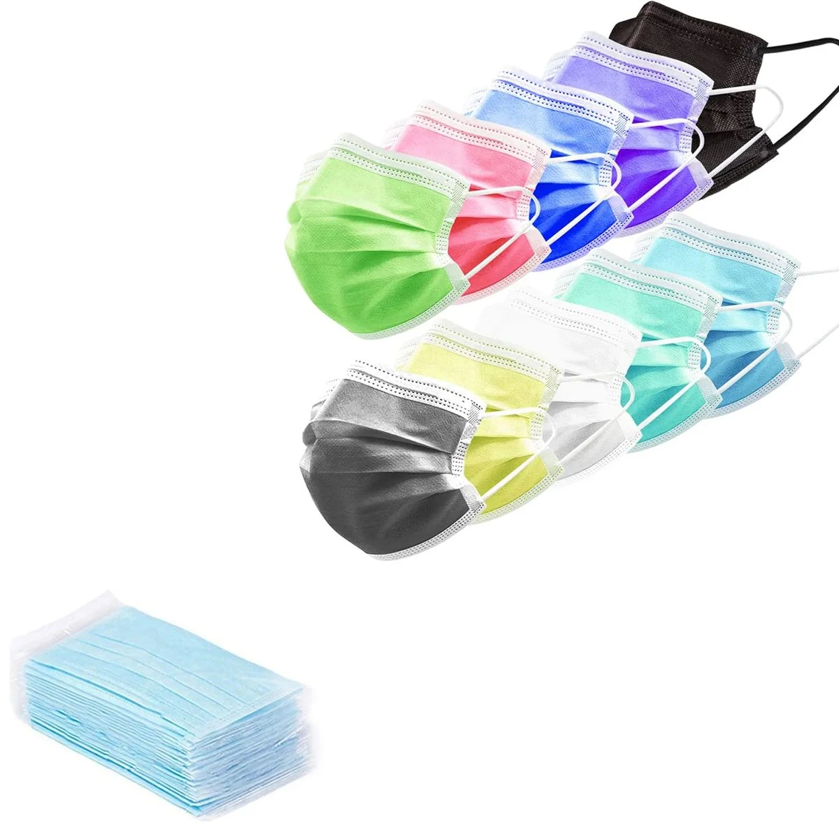 Disposable Face Masks 3 Layer Adjustble Multicolored 1