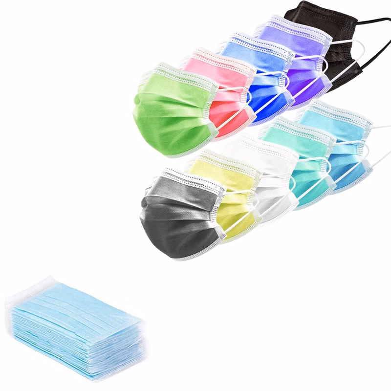Disposable Face Masks 3 Layer Adjustble Multicolored