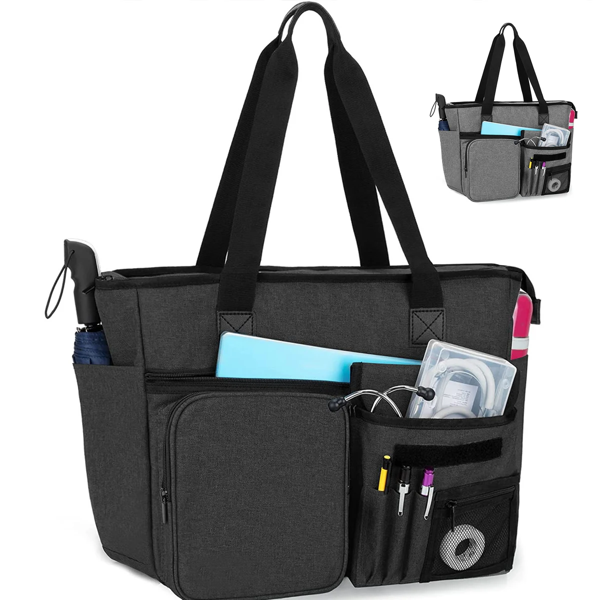 Oxford Multiple Pocket Work Tote Bag, custom tote bag with logo imprint 1