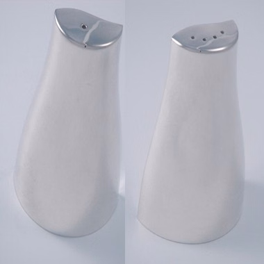 Salt and Pepper Set with Brushed Metal Finish.