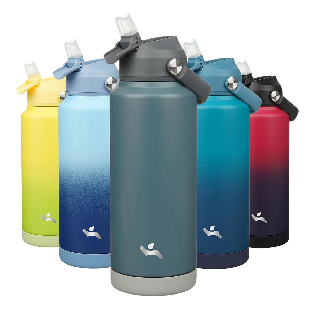 Insulated Water Bottle with Straw Lid, 32oz Stainless Steel Vacuum Metal Bottle with Silicone Handle 1