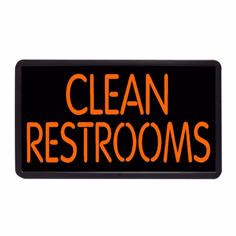 Clean Restrooms 13" x 24" Simulated Neon Sign