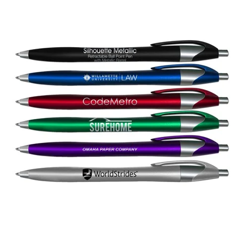 Silhouette Metallic Retractable Ballpoint Pen with Black Writing Ink 1
