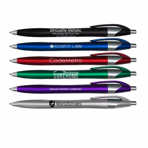 Silhouette Metallic Retractable Ballpoint Pen with Black Writing Ink