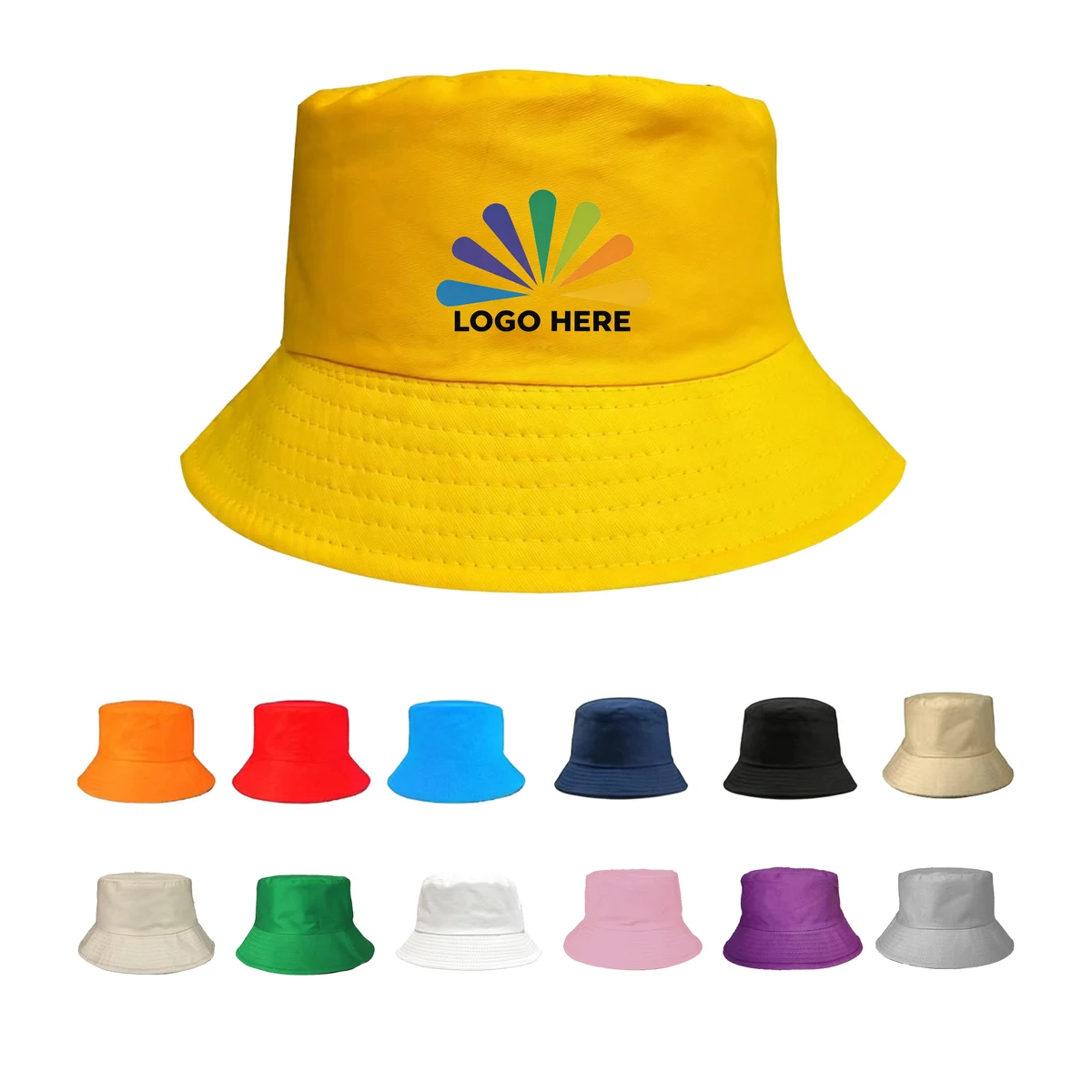 Custom Logo Flat Top Bucket Hat Sun Fishing 1