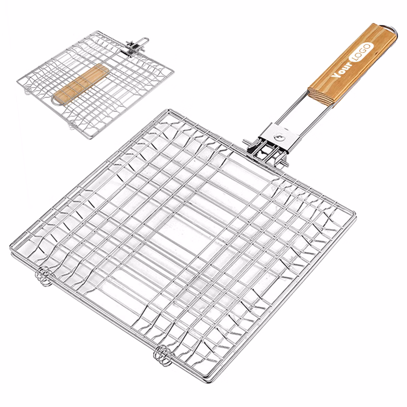 Stainless Steel Grilling Basket With Wooden Handle