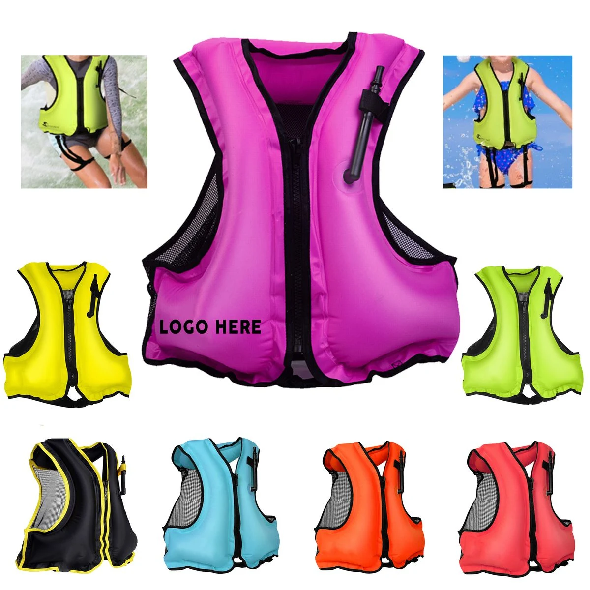 Custom Single-Color Logo Portable Inflatable Lifesaving Buoyancy Vest 1