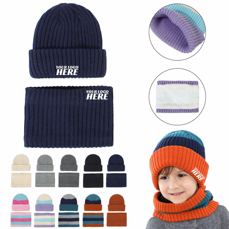 Kids Crochet Cap's Scarf Warm Set