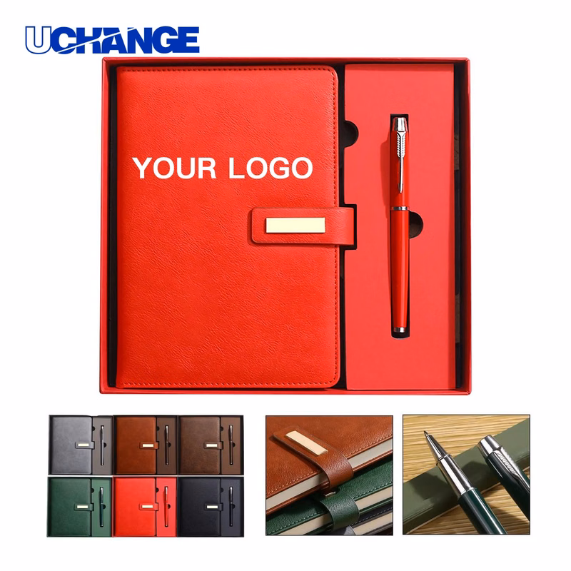 PU Leather A5 Notebook Gift Set Kit with Pen and Box