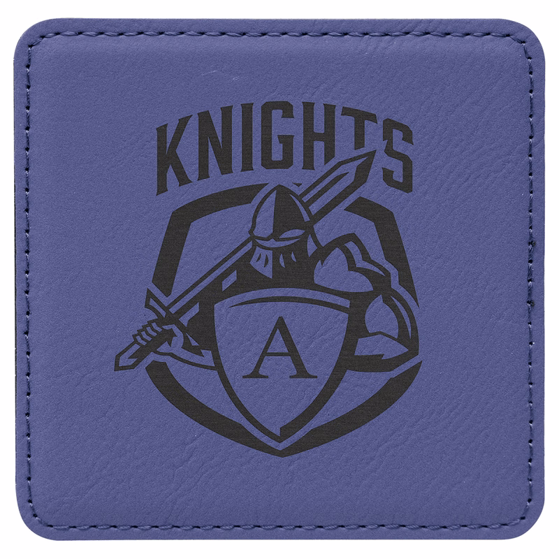 4" x 4" Square Purple Leatherette Coaster