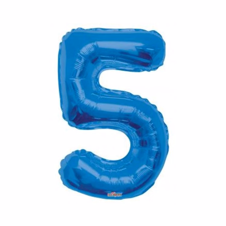 Mylar Number 5 Balloons - Blue 34"
