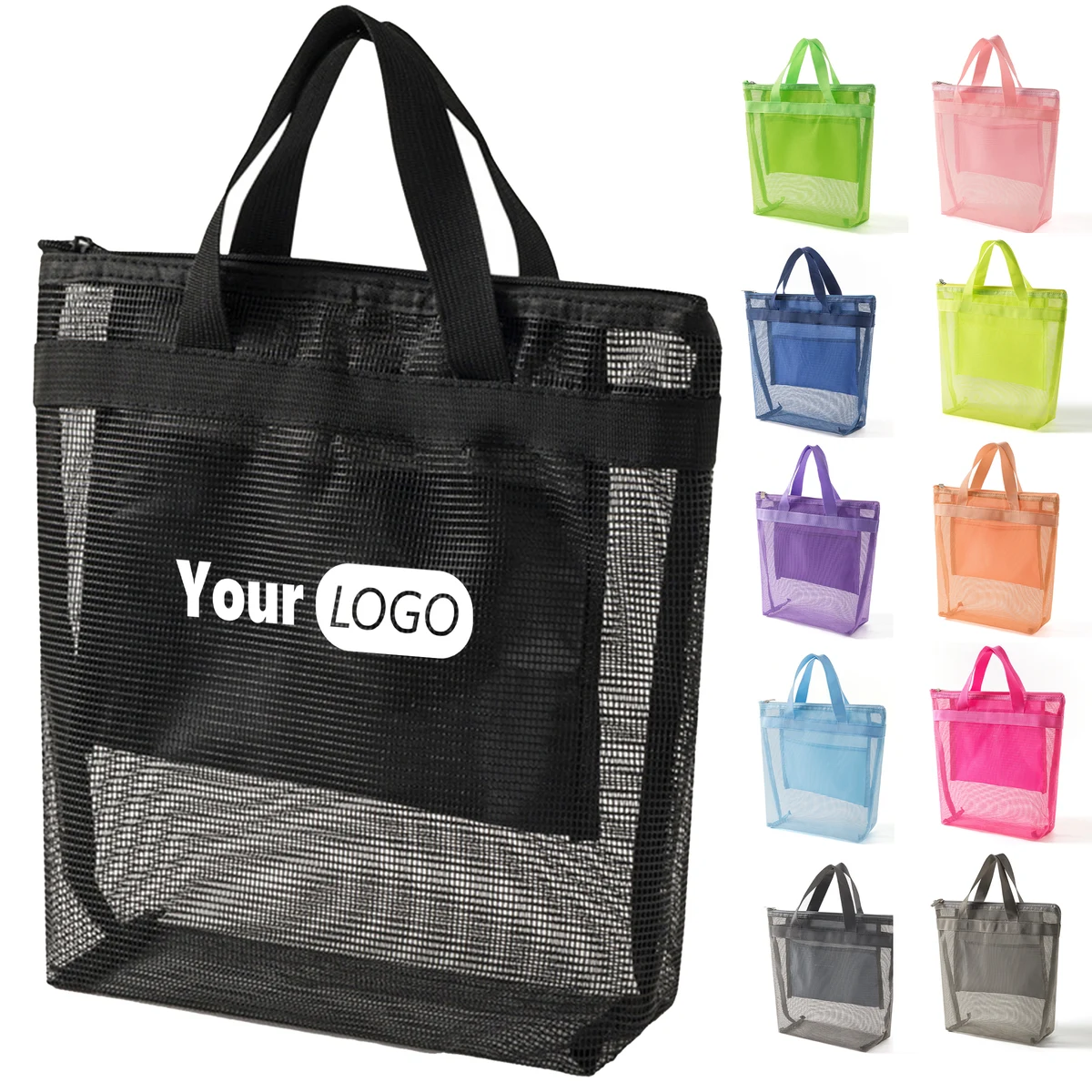 Oxford Portable Grid Beach Tote Bag, custom tote bag with logo imprint 1