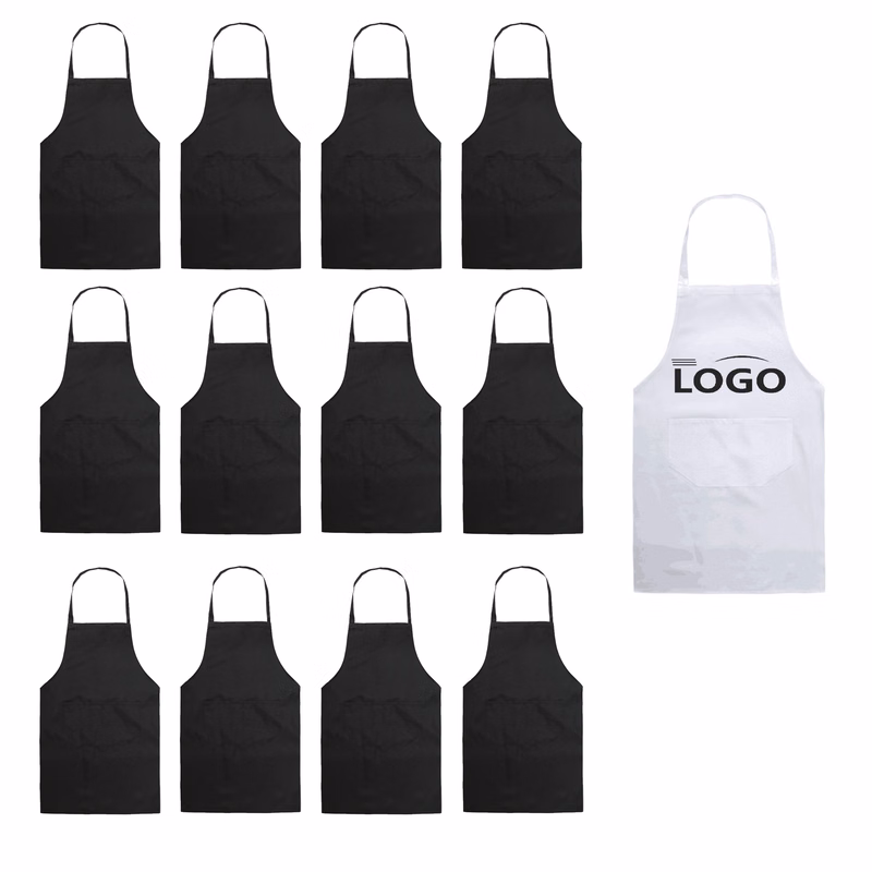 MOQ 100pcs Kitchen Polyester Apron With 2 Pockets