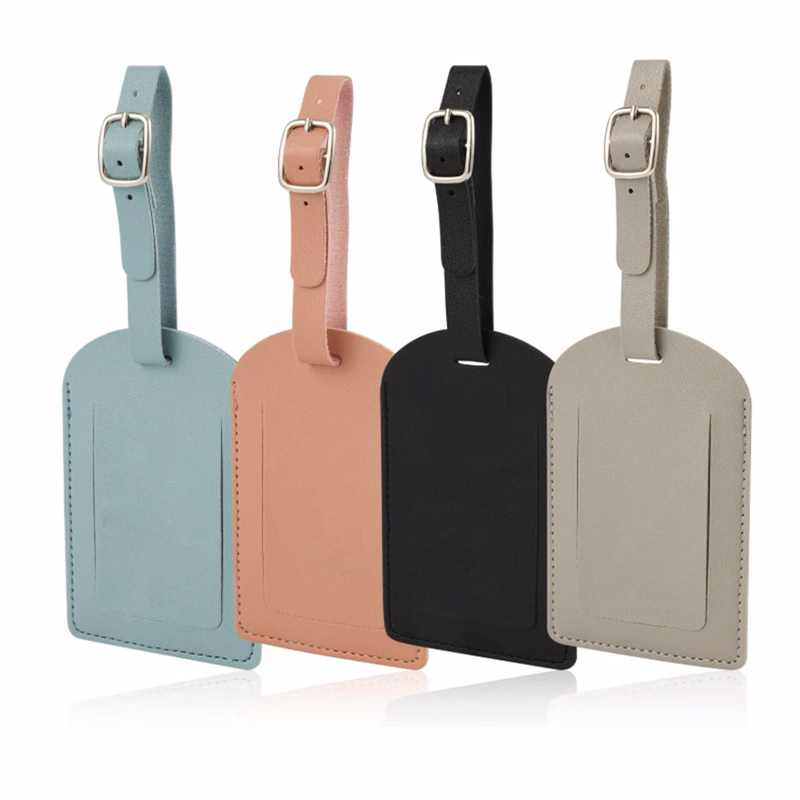 Thickened PU Flip - Style Luggage Tag with Pocket