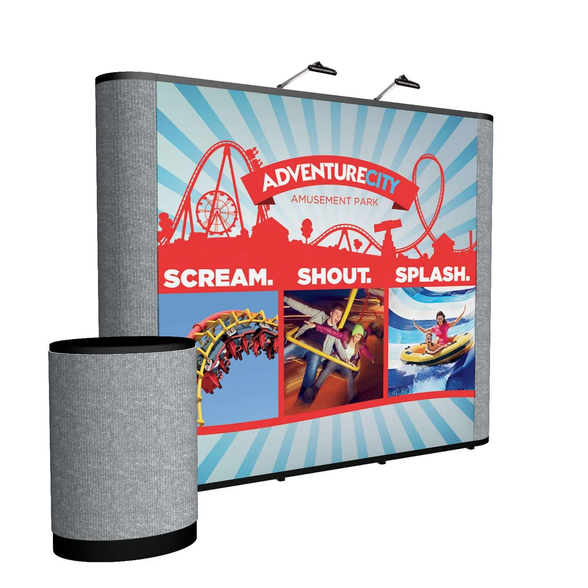 10' Straight Show 'N Rise Floor Display Kit (Mural with Fabric Ends) 1
