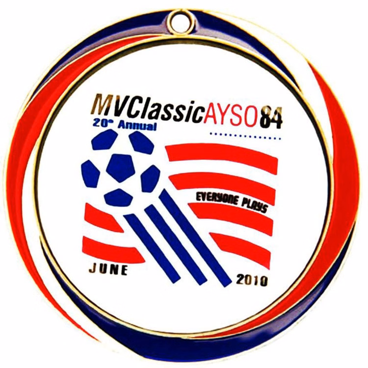 Express Vibraprint™ Red, White & Blue Insert Medal with swirl design (2-1/2")