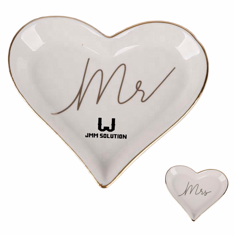 Ceramic Heart Shape Ring Holder Jewelry Tray