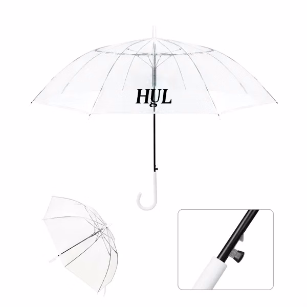8-Rib Long-Handle Transparent Umbrella