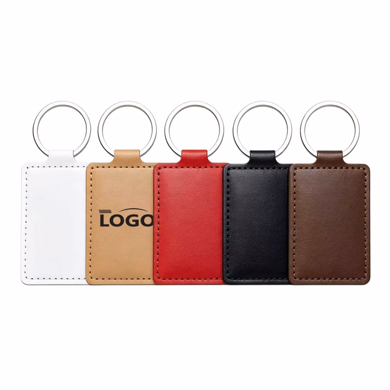 Stitched PU Rectangular Keychain