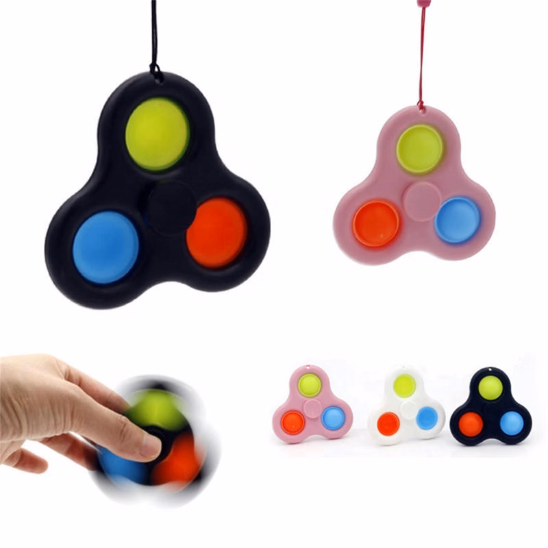 Silicone Three Dimple Fidget Spinner with Hanging Rope