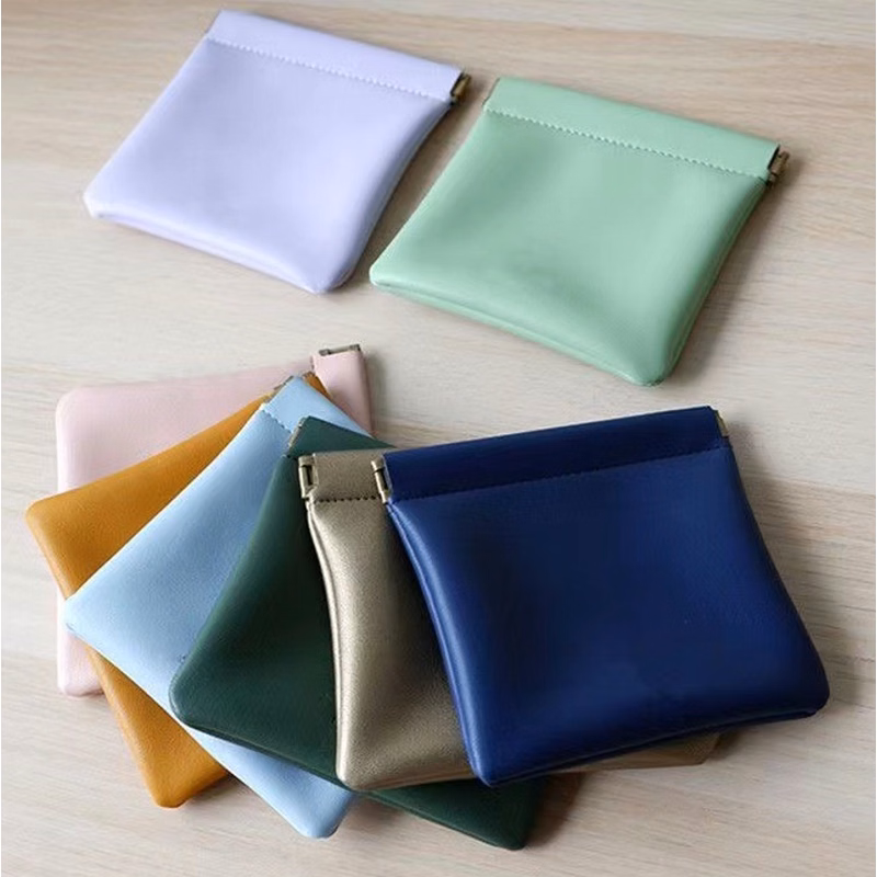 PU Leather Pouch With Snap Spring Closure
