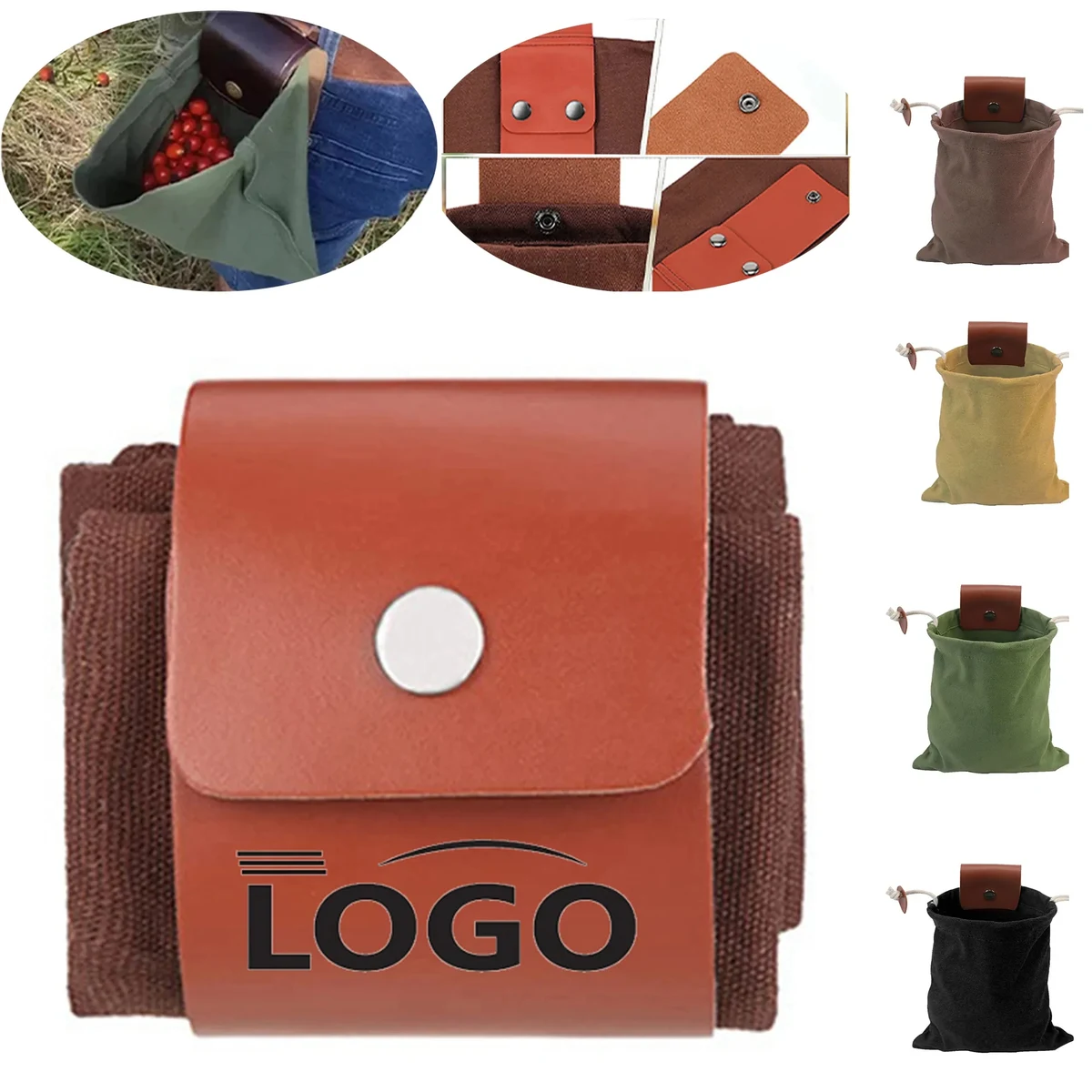 MOQ20 Outdoor Canvas Collapsible Foraging Waist Bag 1