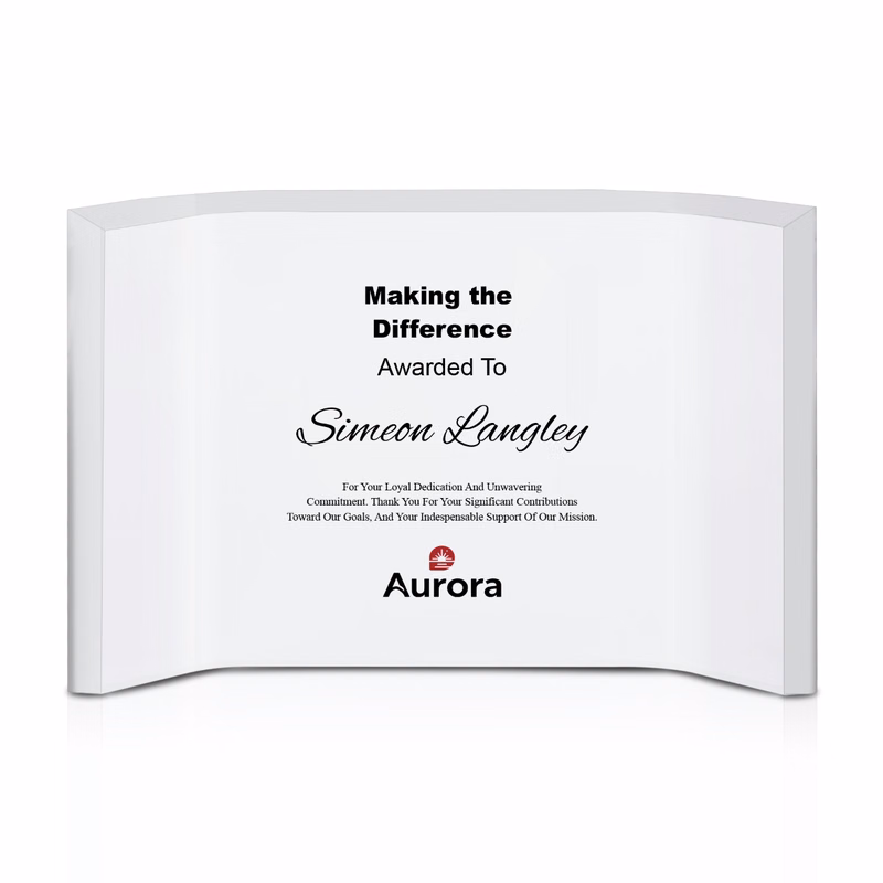 Personalized Freestanding Horizontal Curved Acrylic Award Frame