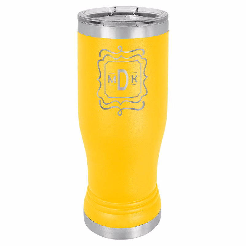 Yellow 14 oz. Polar Camel Pilsner with Clear Lid