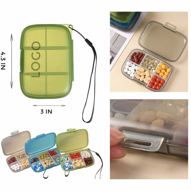 MOQ 10 PCS Versatile 6 Compartments Pill Organizer