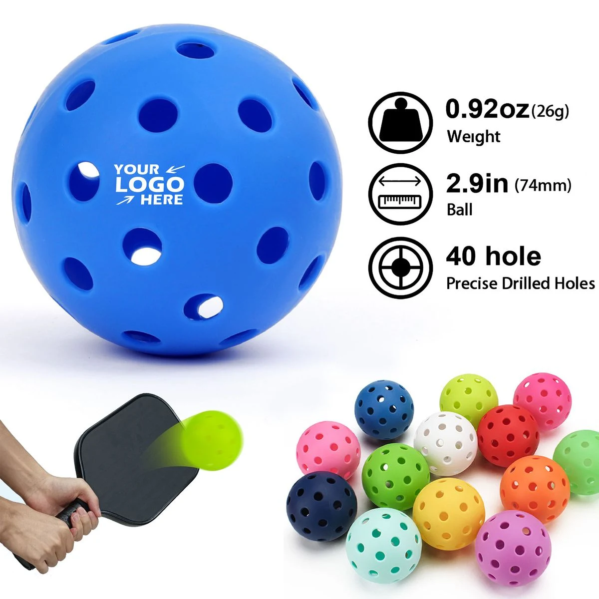 Premium Custom 40-Hole Outdoor Pickleballs 1