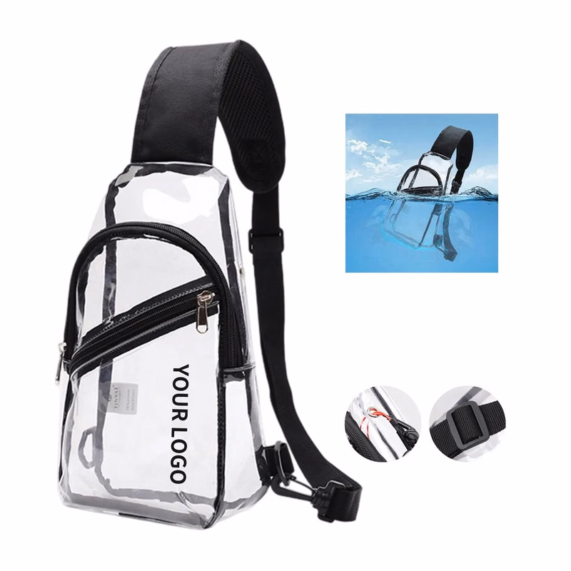 Clear PVC Crossbody Bag with Front Accessory Pocket