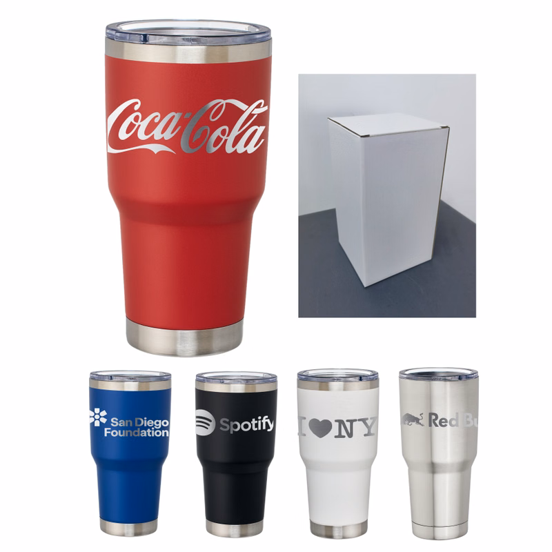Union Printed - 30oz Double Wall SS Vacuum Bottle - Wide Laser Engraved Print - Includes Gift Box Pa