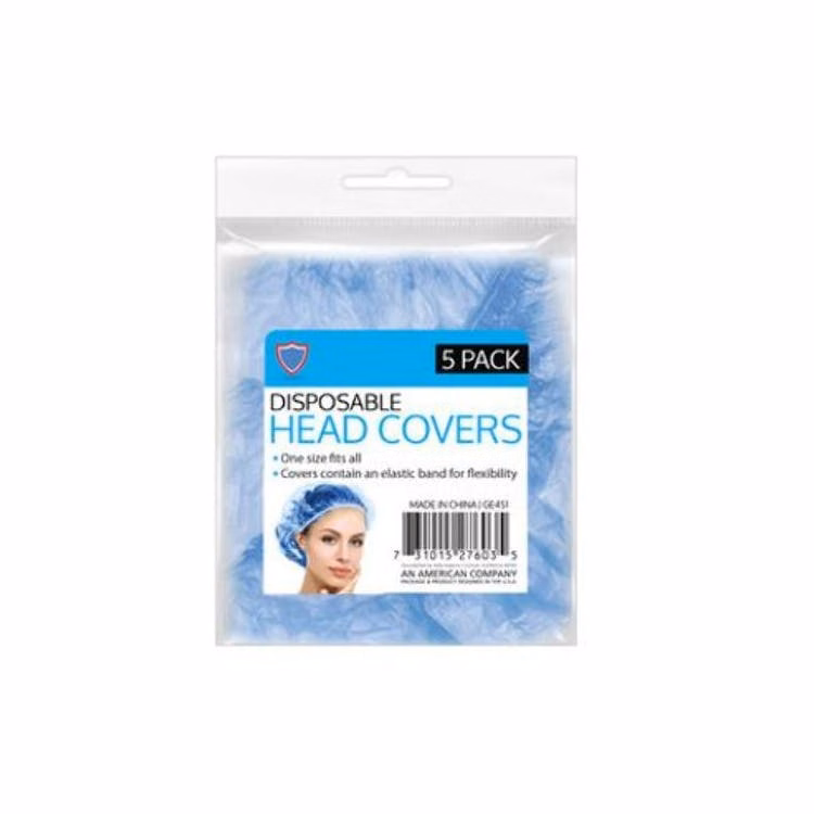 Disposable Head Protectors - 5-Pack Blue One Size Fits All
