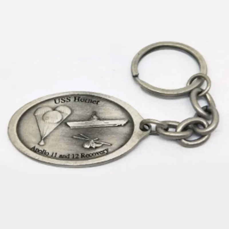 Classic Embossed Oval Metal Keychain