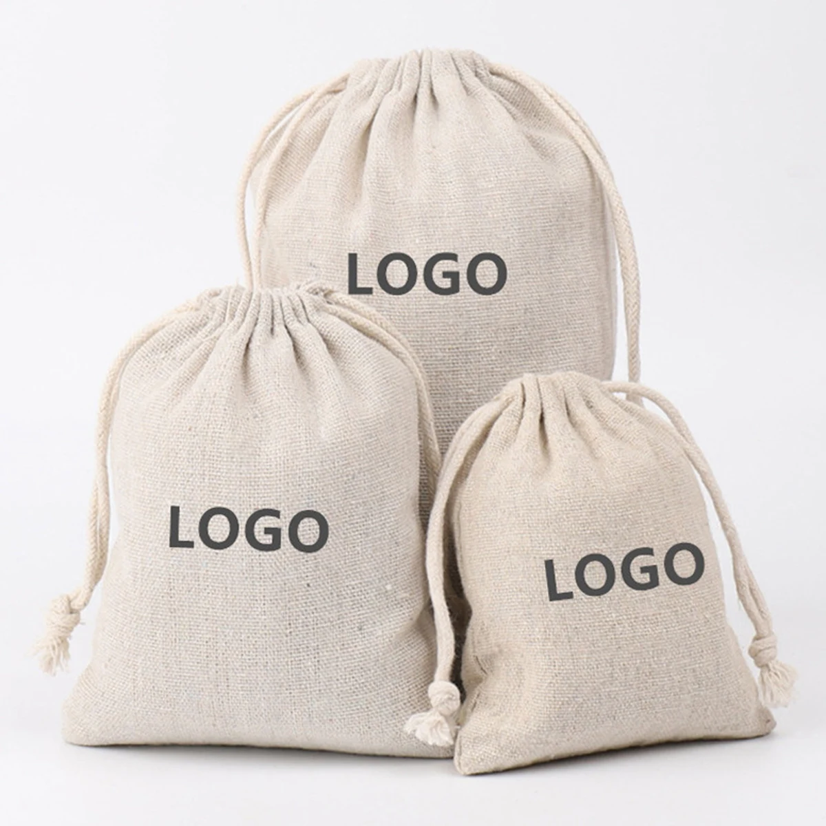 Custom Size Jute With Drawstring Linen Gift Bag 1