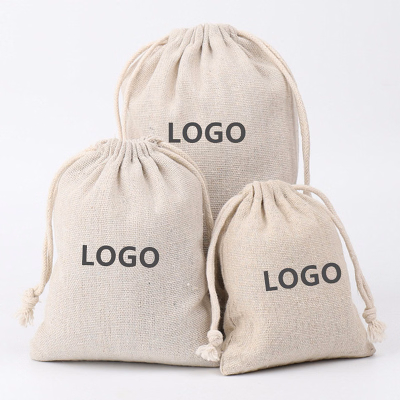 Custom Size Jute With Drawstring Linen Gift Bag