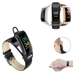2 In 1 Ear Buds With Leather Band Fitness Tracker Bracelet 1