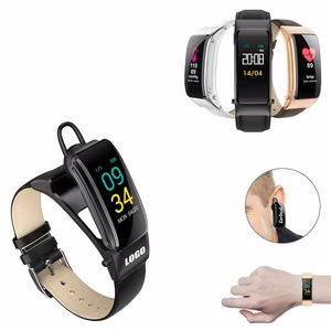 2 In 1 Ear Buds With Leather Band Fitness Tracker Bracelet