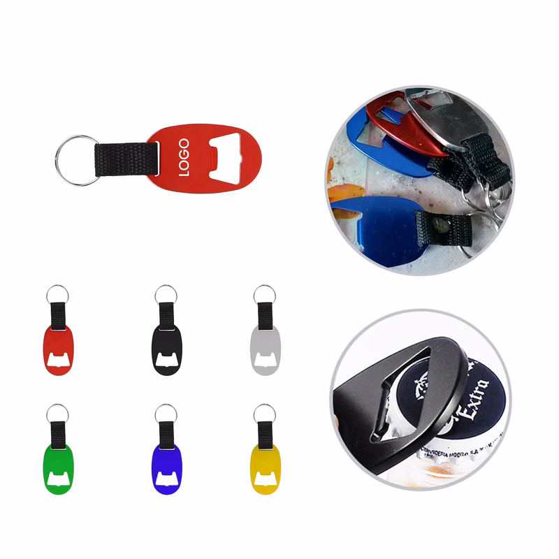 Oval Aluminum Bottle Opener Keychain