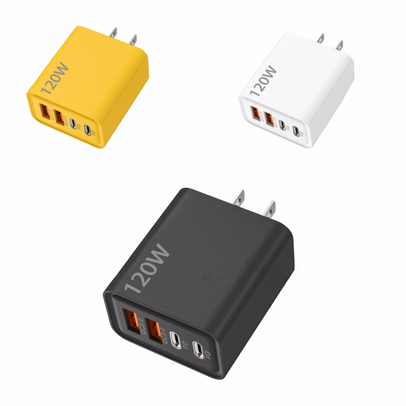 Fast Charging 120W 4-Port Block Dual USB-C And USB-A dapter