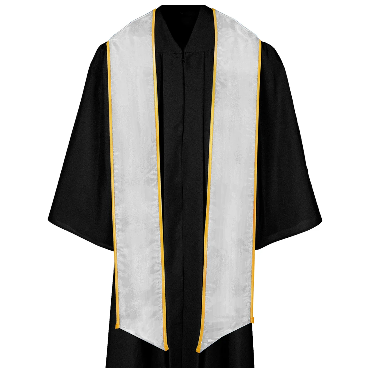 Light Gray 84" Graduation Stole with Gold Binding 1
