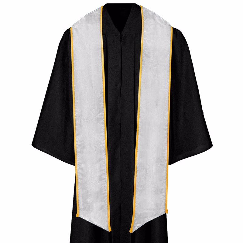 Light Gray 84" Graduation Stole with Gold Binding