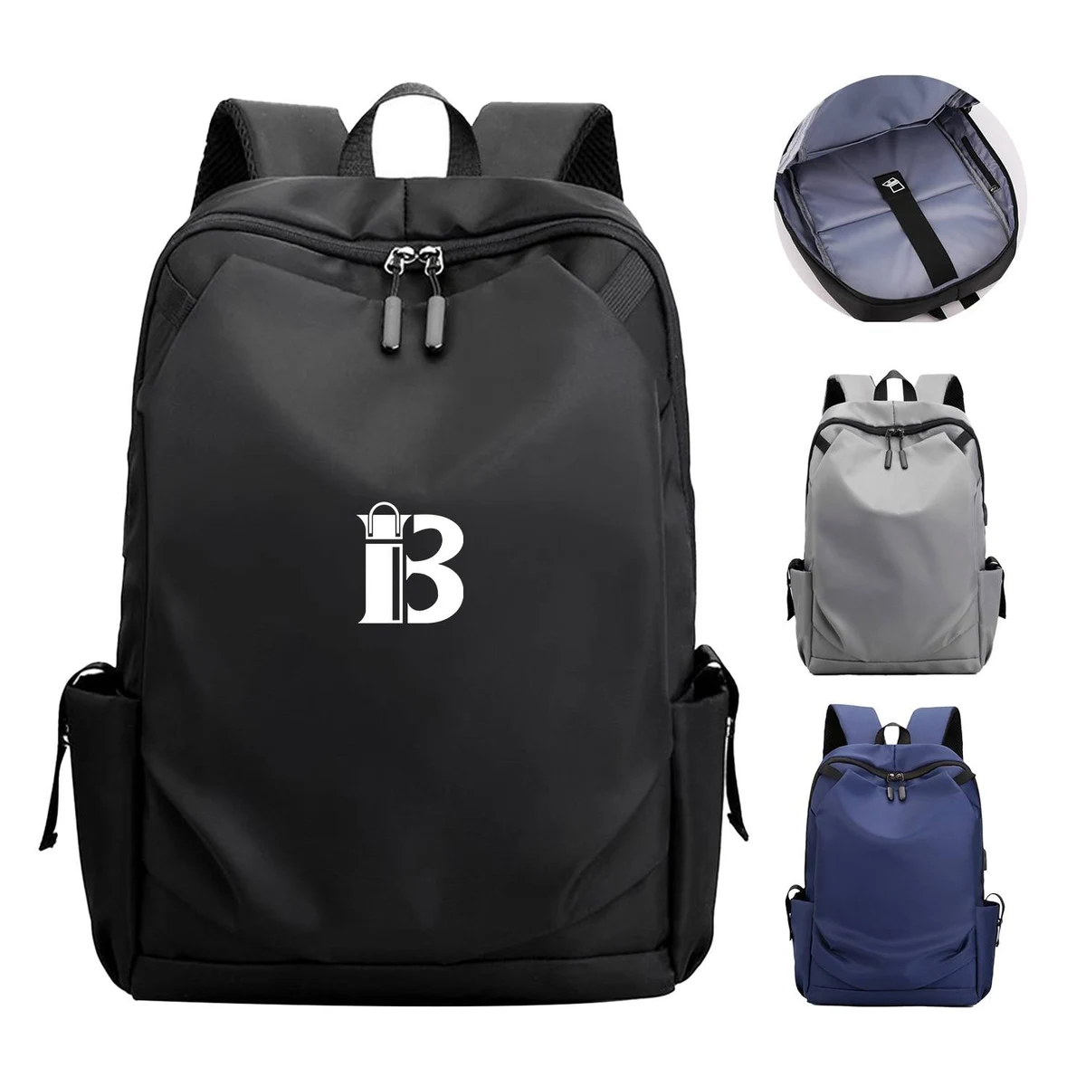 Nylon Computer Backpack With USB Charging Port 1