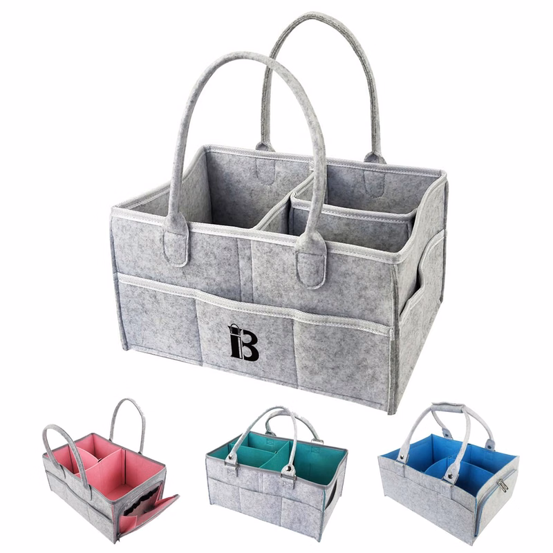 Felt Baby Diaper Caddy Organizer Tote Bag