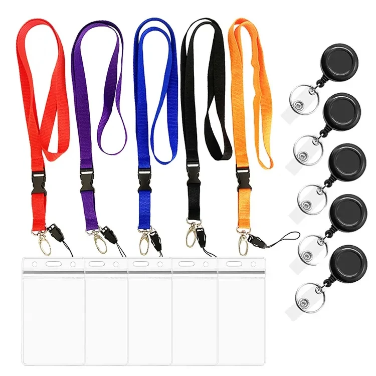 Colorful Lanyard Pvc Card Holder and Retractable Buckle 1