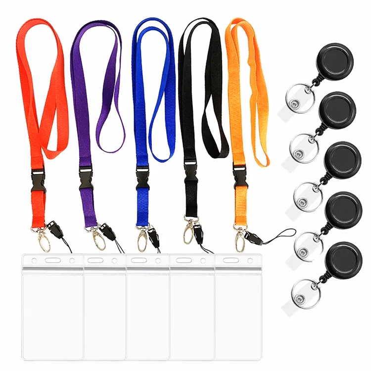 Colorful Lanyard Pvc Card Holder and Retractable Buckle